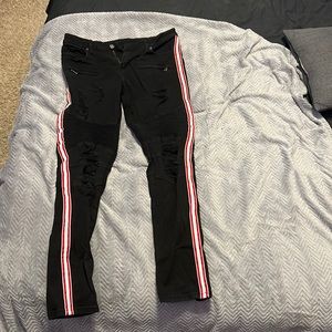 Rue 21 Black with red and white Stripe down side